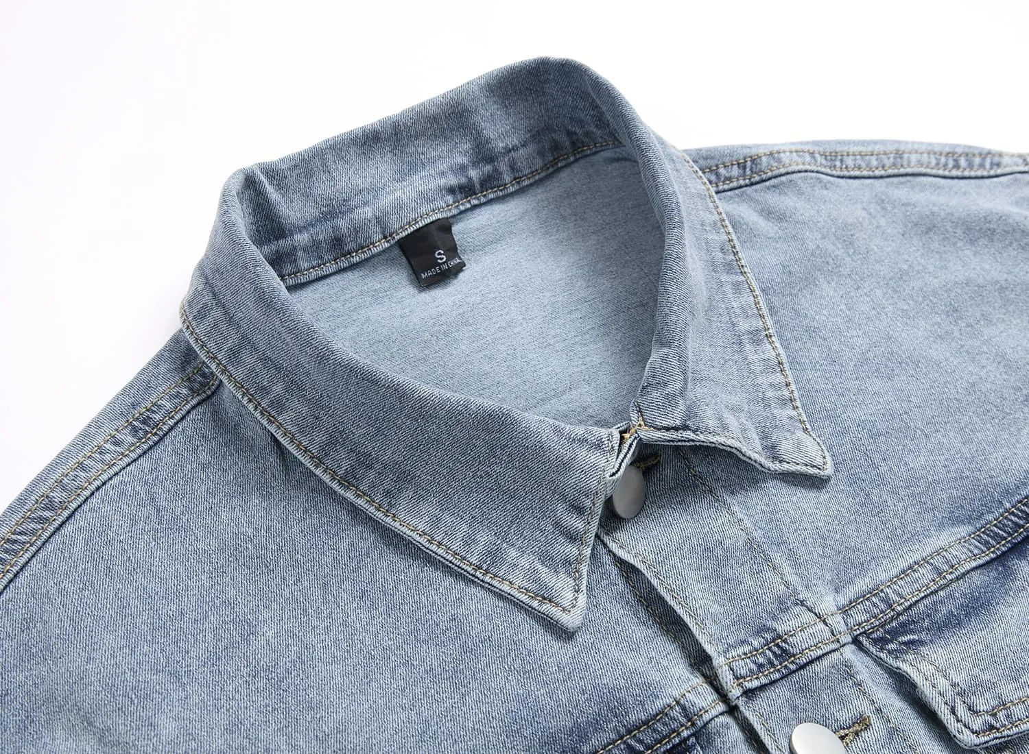 LZLER Mens Denim Jacket Stretchy Slim Fit Long Sleeve Jean Jacket for Men