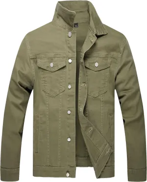 LZLER Mens Denim Jacket Stretchy Slim Fit Long Sleeve Jean Jacket for Men