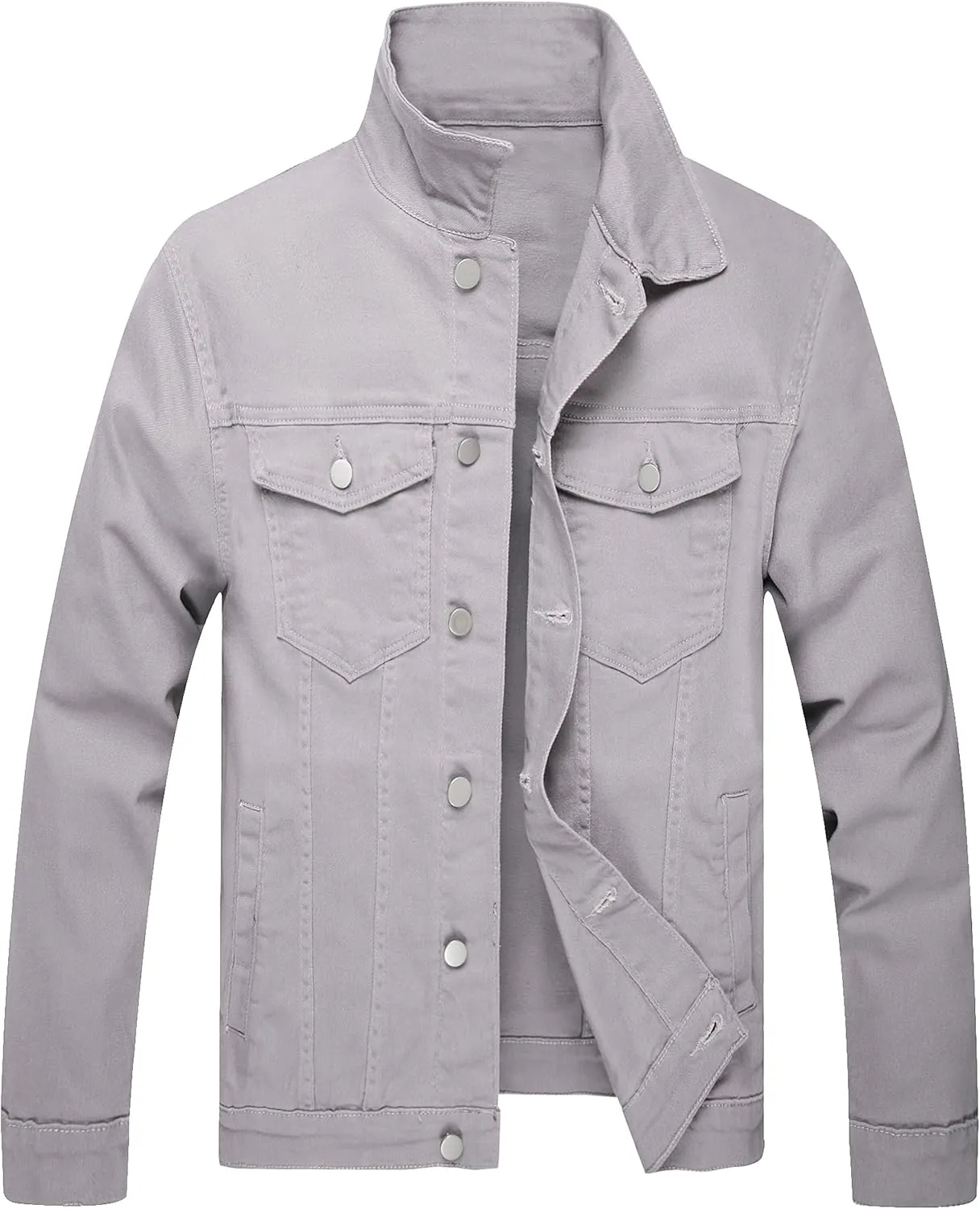 LZLER Mens Denim Jacket Stretchy Slim Fit Long Sleeve Jean Jacket for Men