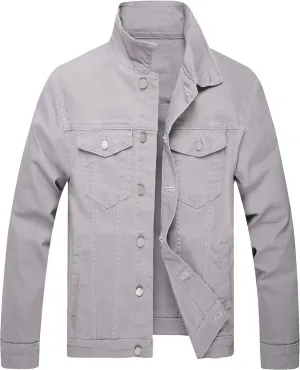 LZLER Mens Denim Jacket Stretchy Slim Fit Long Sleeve Jean Jacket for Men