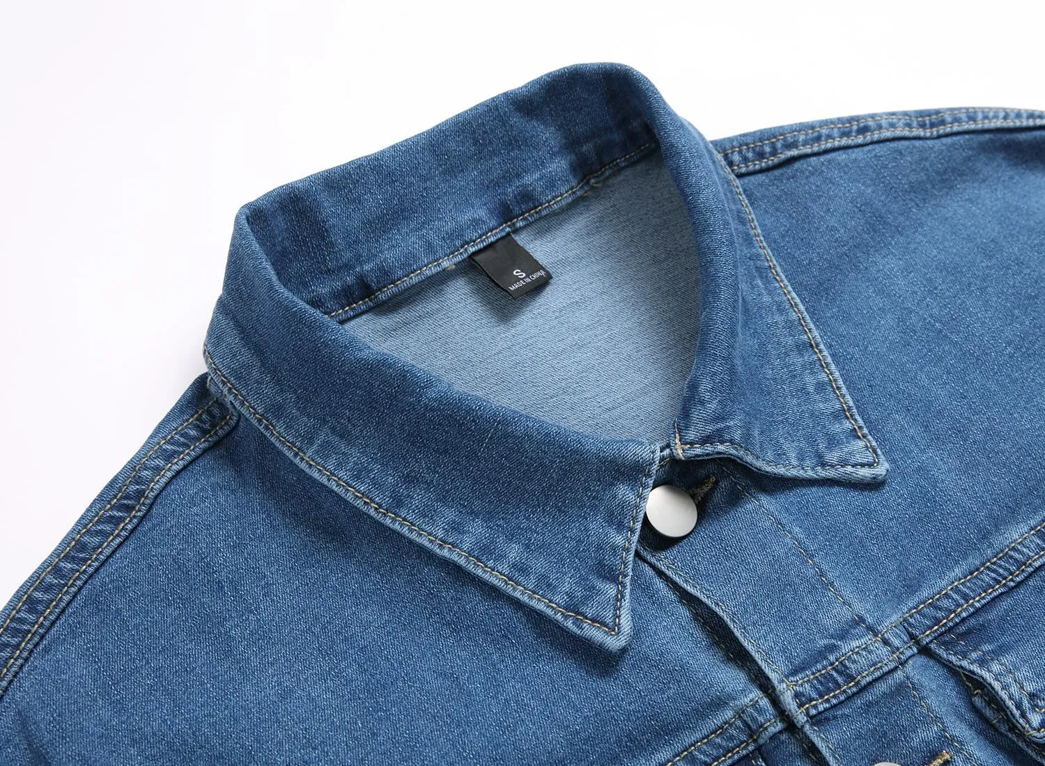LZLER Mens Denim Jacket Stretchy Slim Fit Long Sleeve Jean Jacket for Men