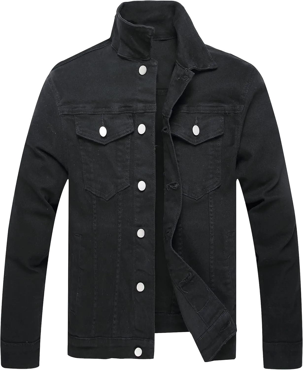 LZLER Mens Denim Jacket Stretchy Slim Fit Long Sleeve Jean Jacket for Men