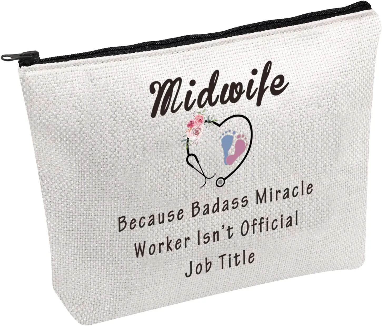MEIKIUP Midwife Appreciation Gift Midwife Cosmetic Bags Doula Gift for OBGYN Doctor Labor Nurse Travel Make Up Pouch (Midwife Cosmetic Bags)