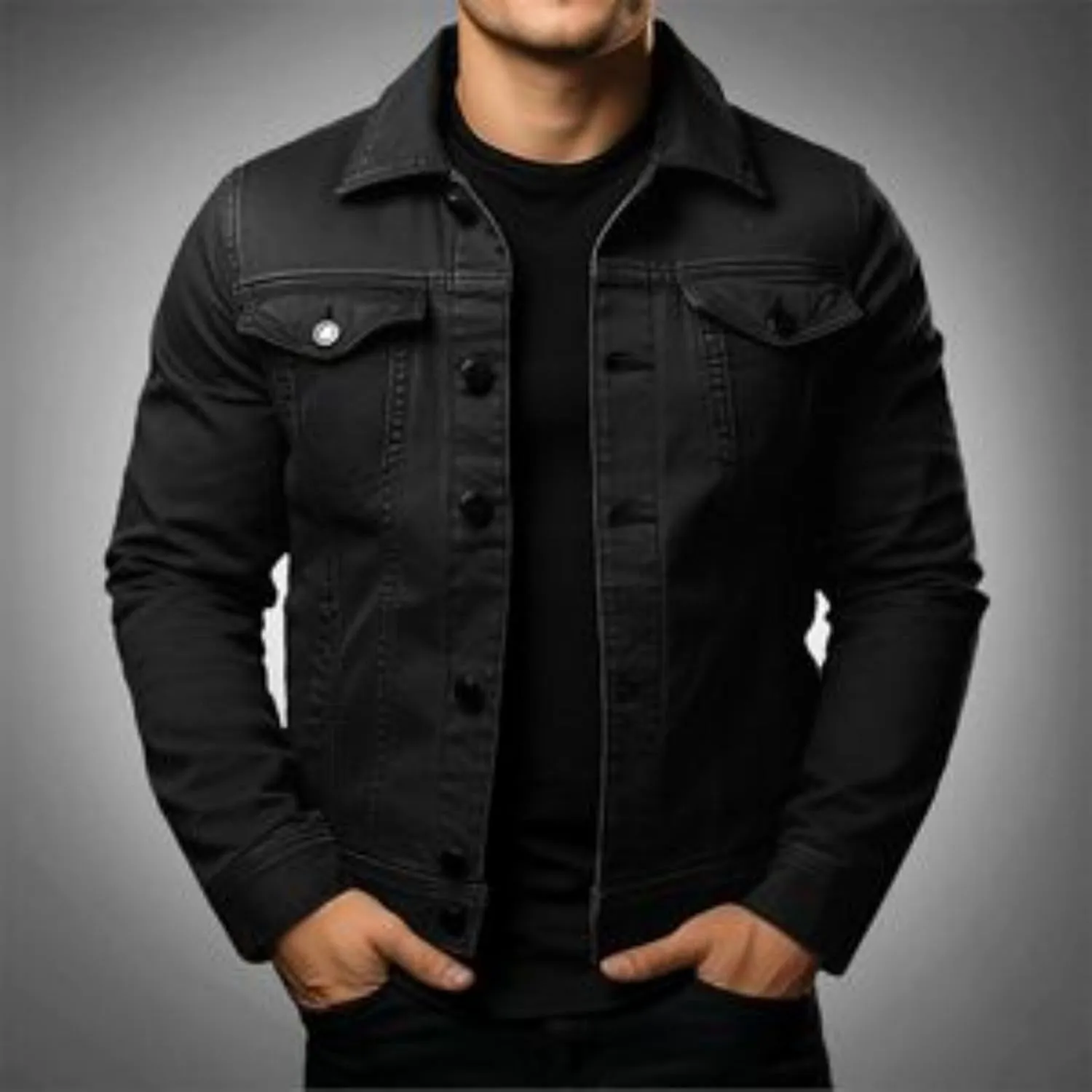 Mens Denim Jacket Lightweight Casual Lapel Button Down Cozy Shirts Jackets Fall Winer Cargo Jean Jacket with Pocket
