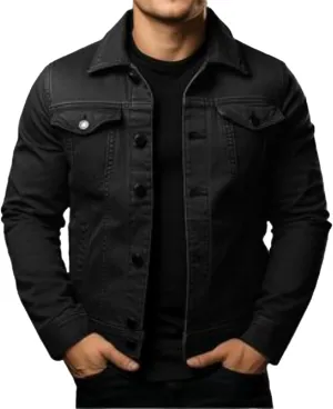 Mens Denim Jacket Lightweight Casual Lapel Button Down Cozy Shirts Jackets Fall Winer Cargo Jean Jacket with Pocket