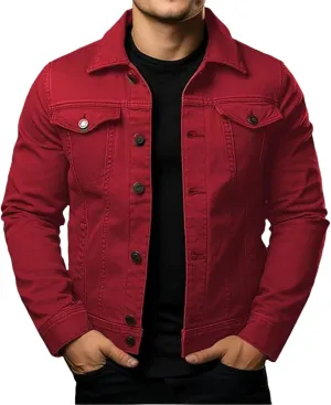 Mens Denim Jacket Lightweight Casual Lapel Button Down Cozy Shirts Jackets Fall Winer Cargo Jean Jacket with Pocket