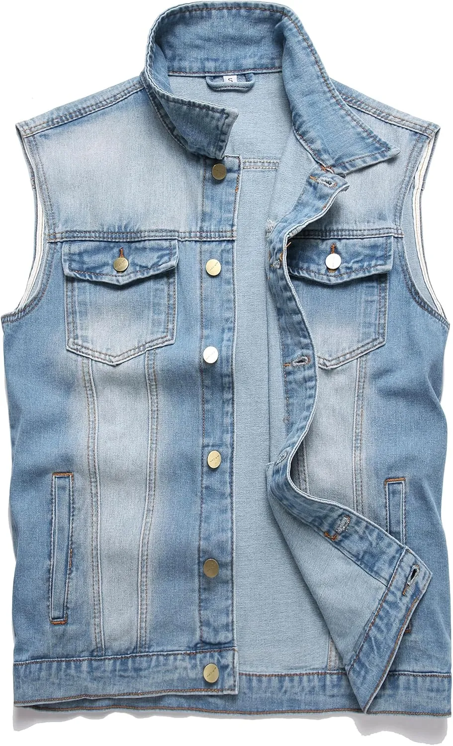 Men's Denim Vest battle vest With Lapel Sleeveless Button Pocket Slim Fit Fashionable Retro Men's Jean Vest Jacket