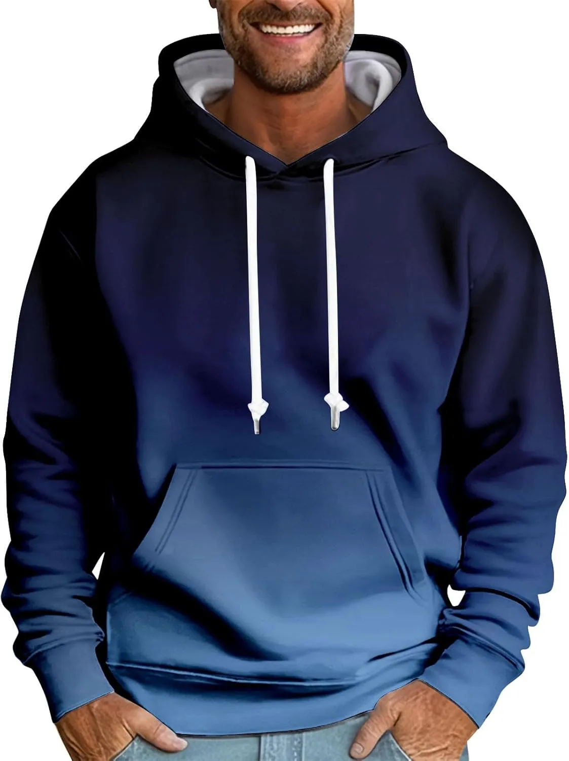 Men's Hoodies Vintage Sports Outdoor Long Sleeve Lightweight Drawstring Sweatshirt Comfy Casual Outerwear Pullover