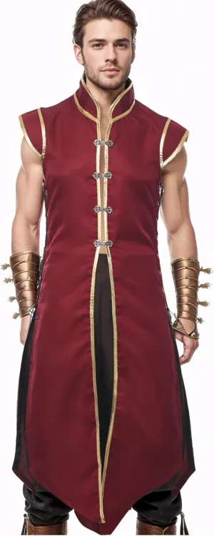 Mens Medieval Viking Vest, Vintage Sleeveless Jacket Long Knight Surcoat Renaissance Waistcoat Costume