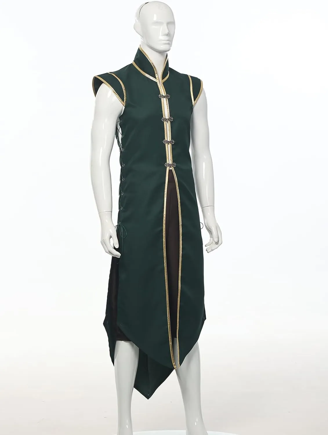 Mens Medieval Viking Vest, Vintage Sleeveless Jacket Long Knight Surcoat Renaissance Waistcoat Costume