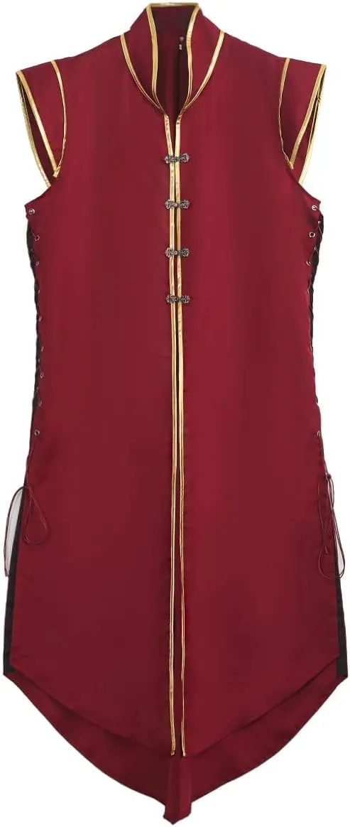 Mens Medieval Viking Vest, Vintage Sleeveless Jacket Long Knight Surcoat Renaissance Waistcoat Costume