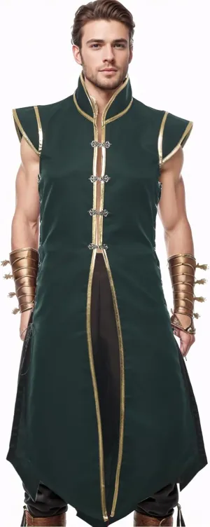 Mens Medieval Viking Vest, Vintage Sleeveless Jacket Long Knight Surcoat Renaissance Waistcoat Costume