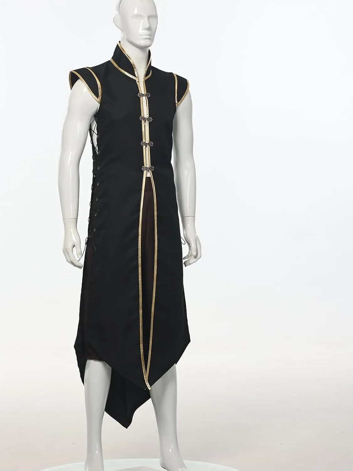 Mens Medieval Viking Vest, Vintage Sleeveless Jacket Long Knight Surcoat Renaissance Waistcoat Costume