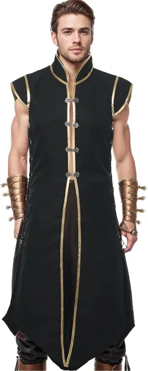 Mens Medieval Viking Vest, Vintage Sleeveless Jacket Long Knight Surcoat Renaissance Waistcoat Costume