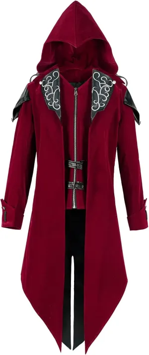 Men's Steampunk Gothic Hooded Jacket - Medieval Cosplay Halloween Costume