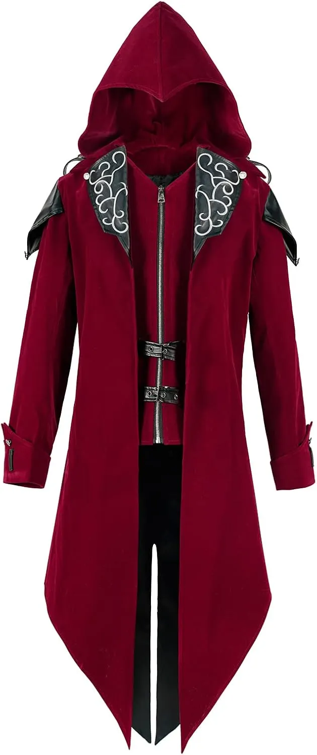 Men's Steampunk Gothic Hooded Jacket - Medieval Cosplay Halloween Costume