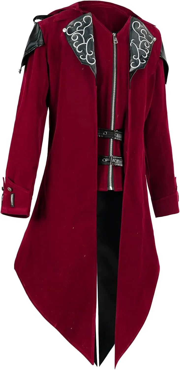 Men's Steampunk Gothic Hooded Jacket - Medieval Cosplay Halloween Costume