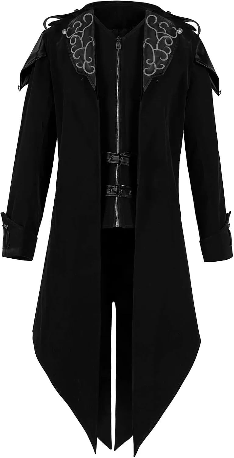 Men's Steampunk Gothic Hooded Jacket - Medieval Cosplay Halloween Costume