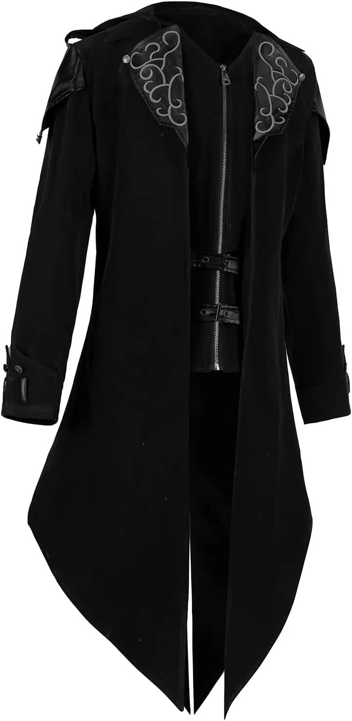 Men's Steampunk Gothic Hooded Jacket - Medieval Cosplay Halloween Costume