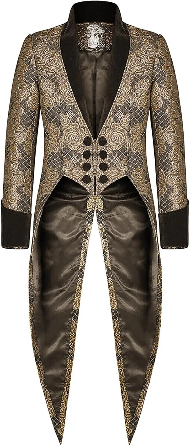 Men's Steampunk Renaissance Tailcoat Jacket Gothic Victorian Frock Coat Performance Vintage Gothic Tuxedo Swallowtail