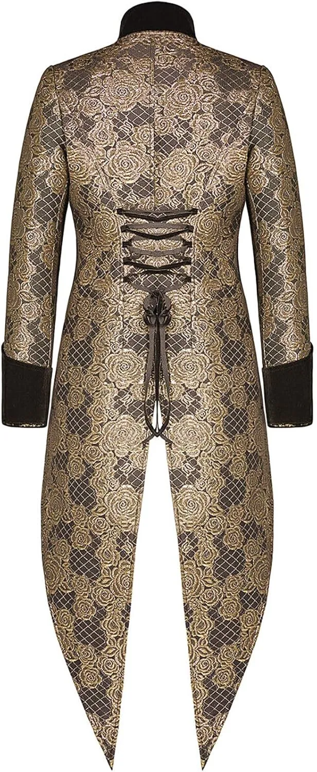 Men's Steampunk Renaissance Tailcoat Jacket Gothic Victorian Frock Coat Performance Vintage Gothic Tuxedo Swallowtail