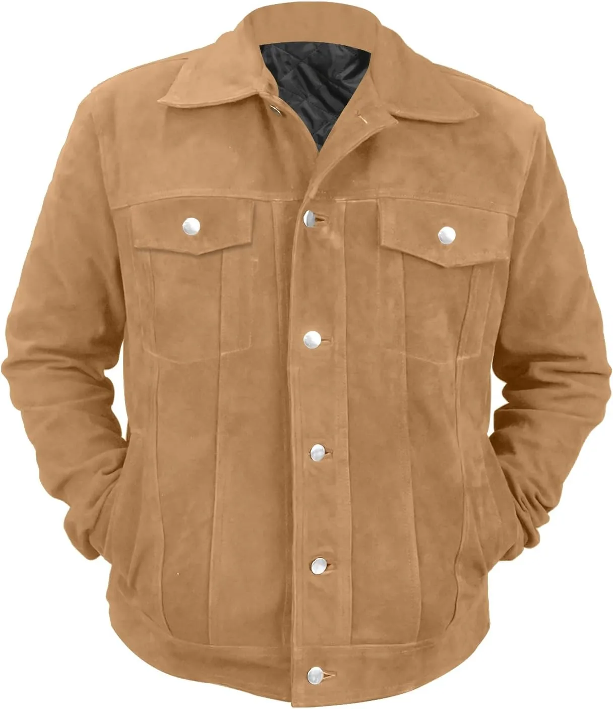 Mens Suede Leather Tracker Jacket - Classic Motorcycle Western Leather Jacket