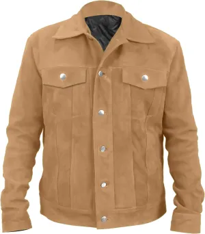 Mens Suede Leather Tracker Jacket - Classic Motorcycle Western Leather Jacket