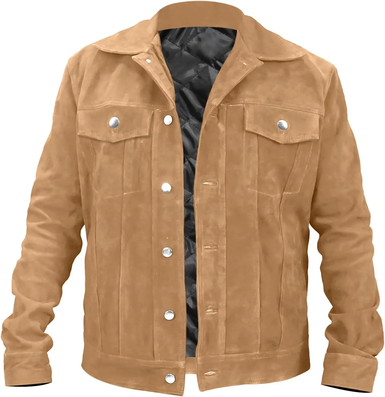 Mens Suede Leather Tracker Jacket - Classic Motorcycle Western Leather Jacket