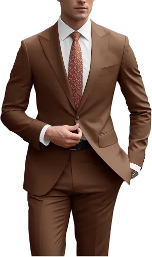 Men's Wedding 2 Piece Suits Regular Fit Suit for Men Peak Lapel Blazer Pants Suit Set Groom Prom Suits