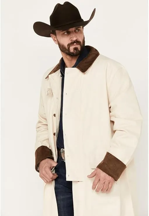 Men's western gunfighter cowboy old Vest mens black denim Cotton long coat duster Full Length Jackets