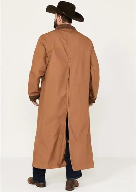 Men's western gunfighter cowboy old Vest mens black denim Cotton long coat duster Full Length Jackets