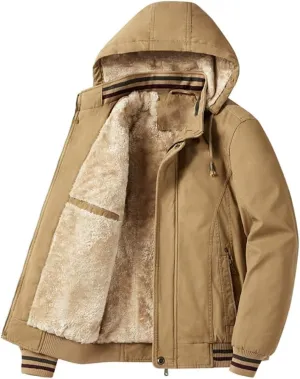 Men's Winter Middle-Aged Thickened Warm Casual Padded Cotton Coat Jacket(XXL Code)
