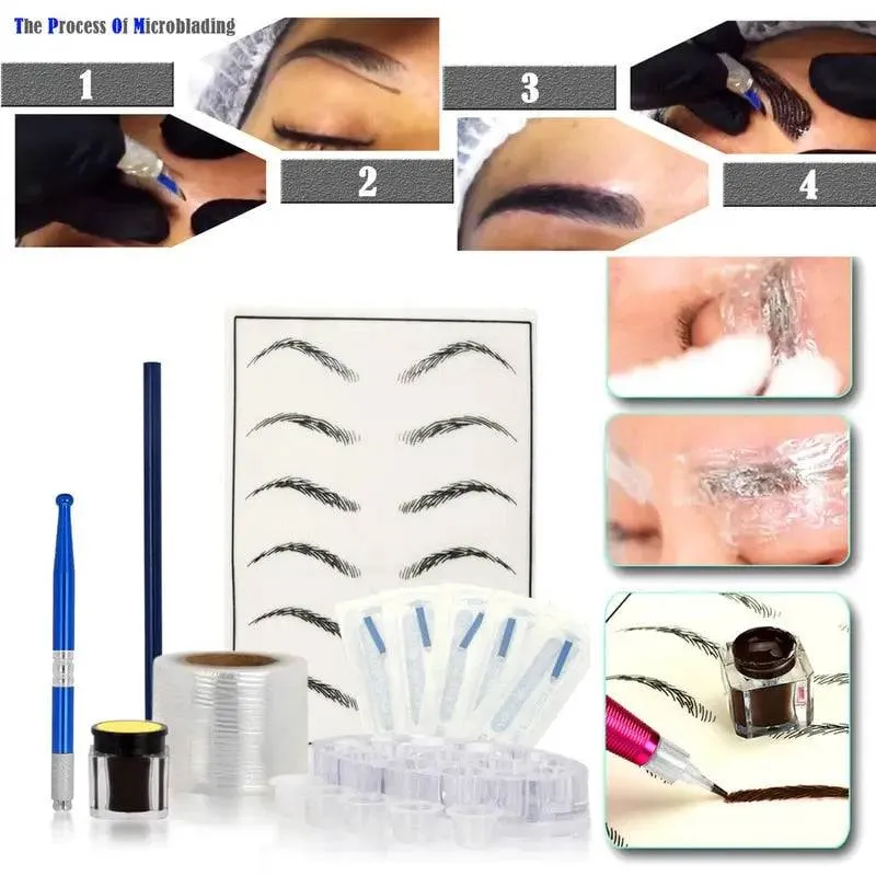 Microblading Pen Set Practice Skin HandMade Pen Makeup Eyebrow Tattoo Needle Pigment Kit Tattoo Sets