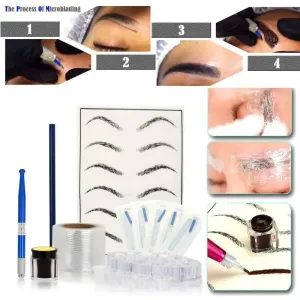 Microblading Pen Set Practice Skin HandMade Pen Makeup Eyebrow Tattoo Needle Pigment Kit Tattoo Sets
