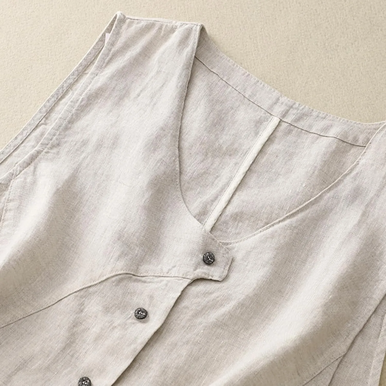MINTLIMIT Women's Linen Vest Summer Sleeveless Scoop Neck Waistcoat Lightweight Work Casual Cotton Blazer Vest