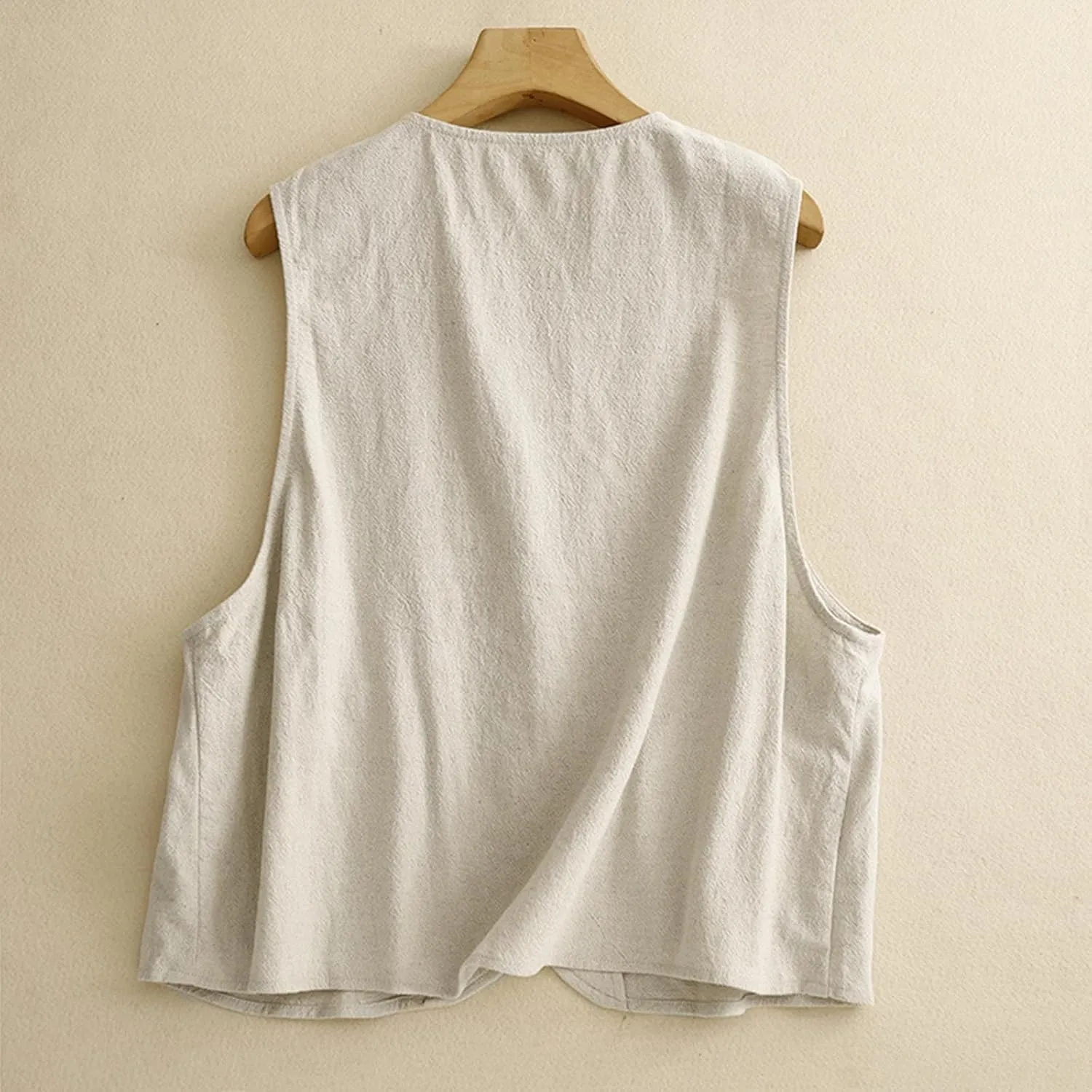 MINTLIMIT Women's Linen Vest Summer Sleeveless Scoop Neck Waistcoat Lightweight Work Casual Cotton Blazer Vest
