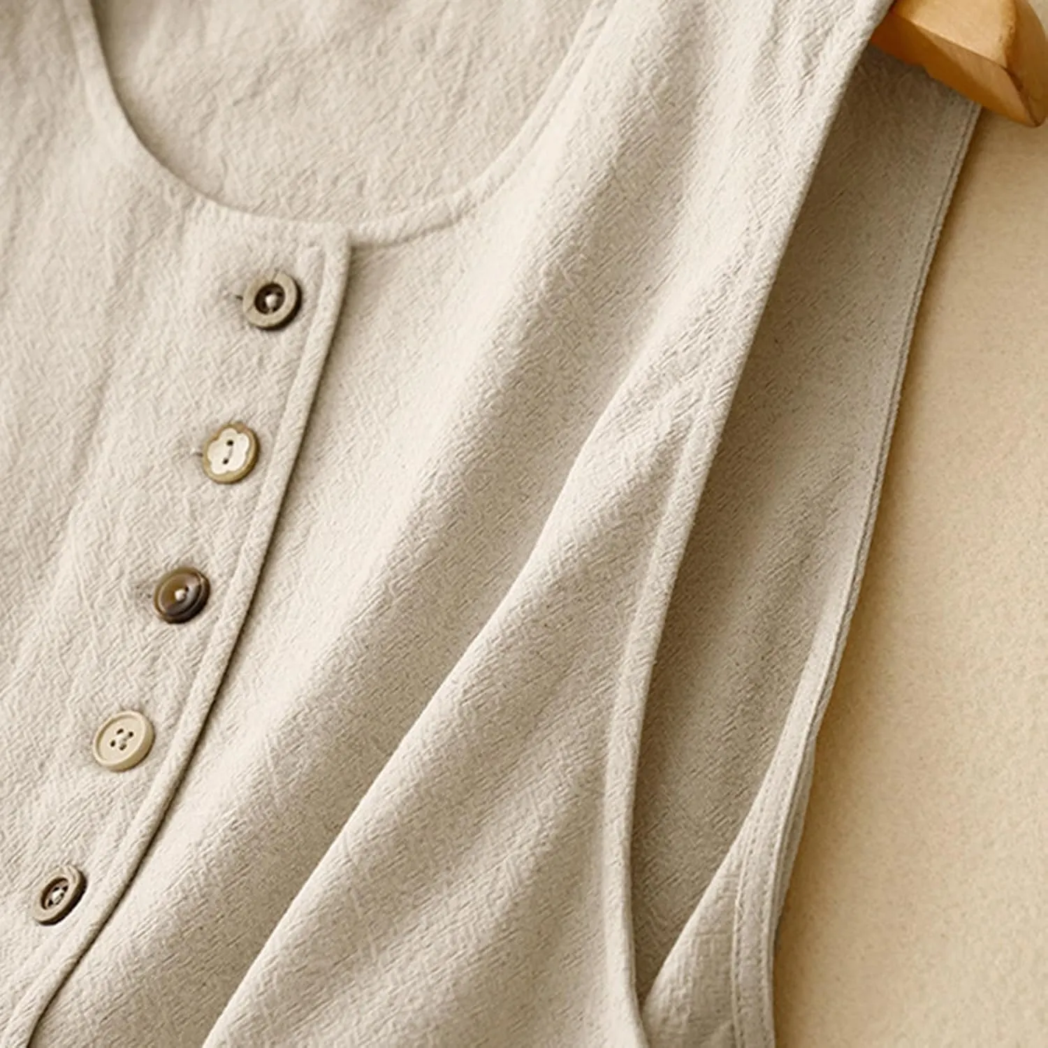 MINTLIMIT Women's Linen Vest Summer Sleeveless Scoop Neck Waistcoat Lightweight Work Casual Cotton Blazer Vest