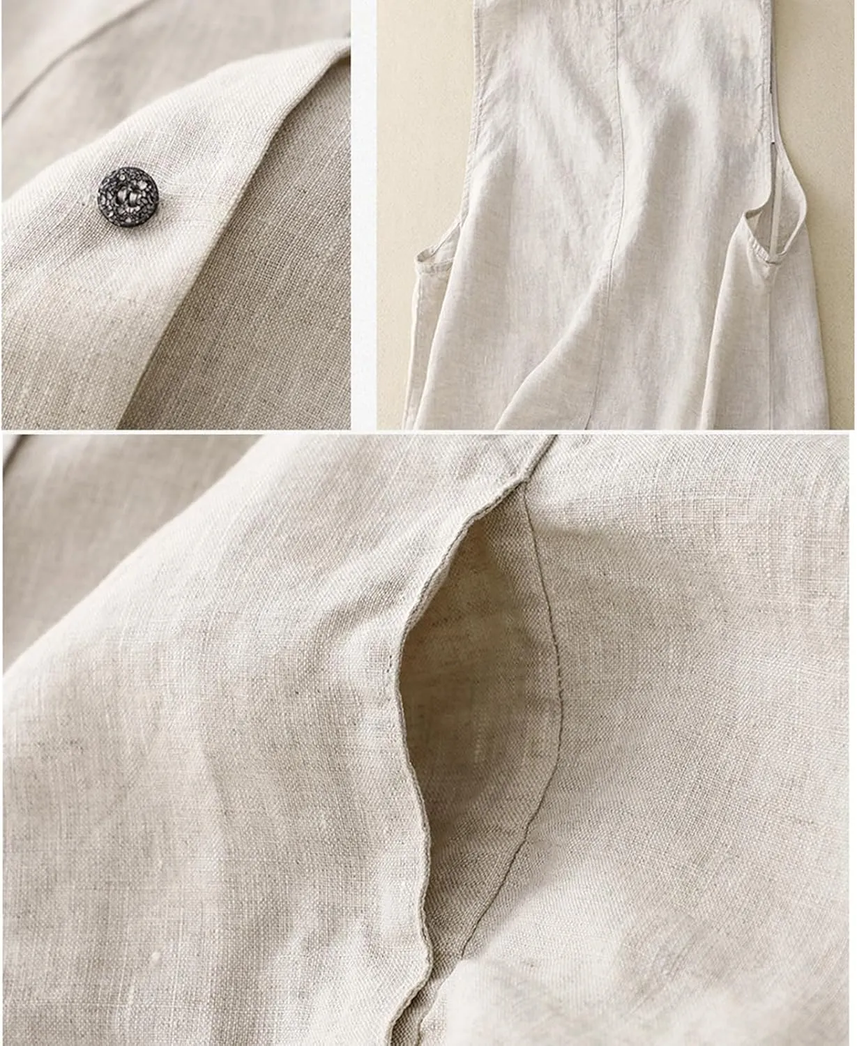 MINTLIMIT Women's Linen Vest Summer Sleeveless Scoop Neck Waistcoat Lightweight Work Casual Cotton Blazer Vest