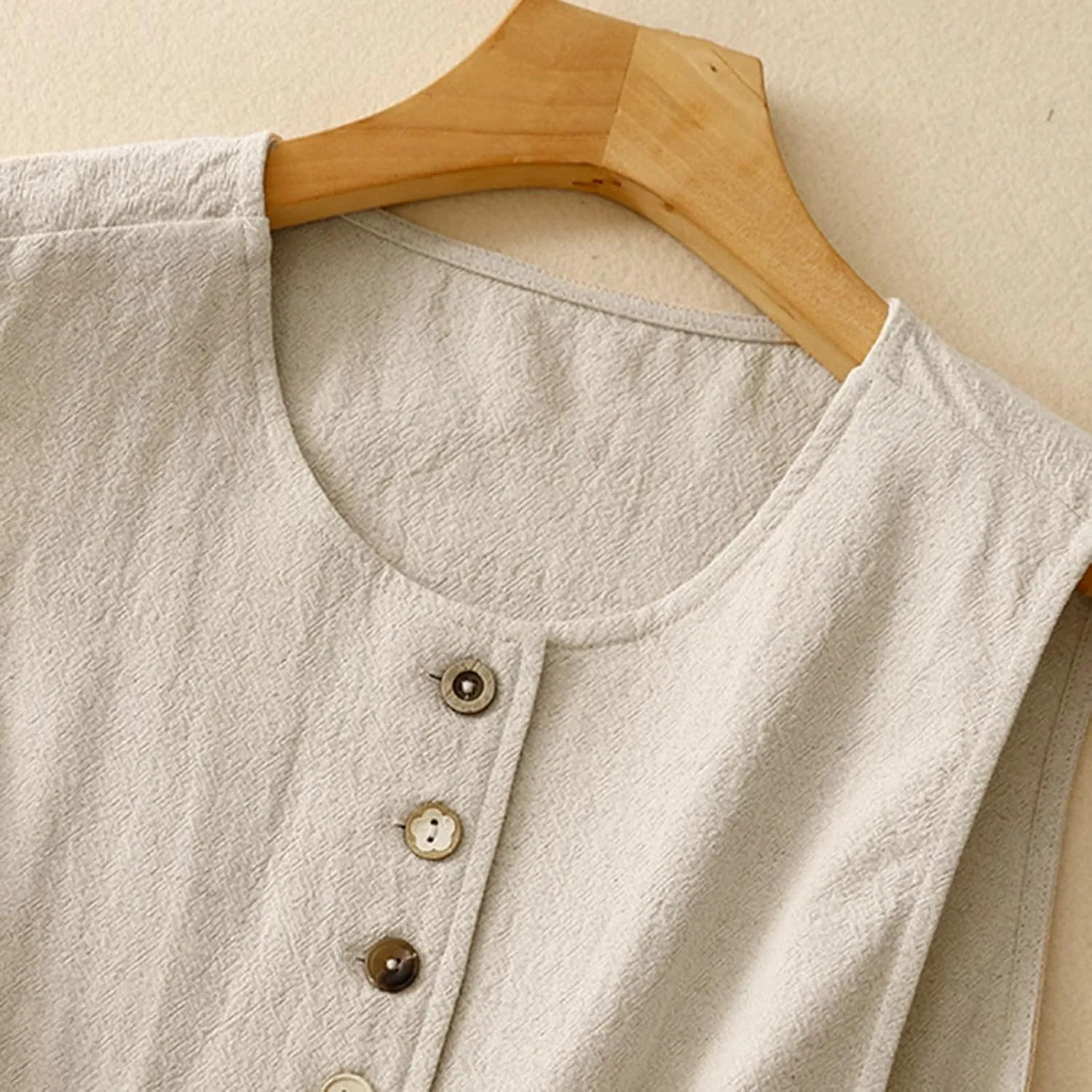 MINTLIMIT Women's Linen Vest Summer Sleeveless Scoop Neck Waistcoat Lightweight Work Casual Cotton Blazer Vest