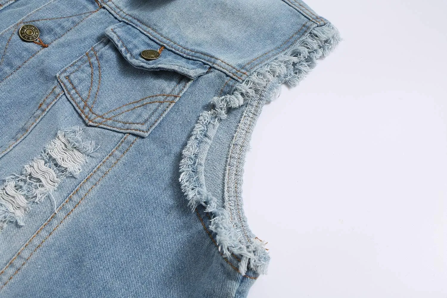 NASKY Men's Fit Retro Ripped Denim Vest Sleeveless Jean Vest and Jacket
