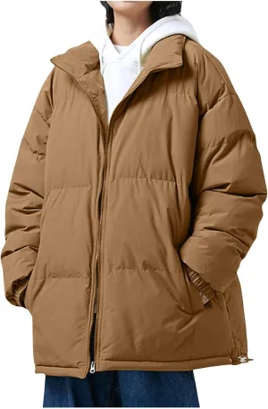 NATHGAM Women Loose Oversize Cotton Padded Jacket Winter Lightweight Comfy Warm Jacket Coat Casual Outdoor Zip Up Outerwear