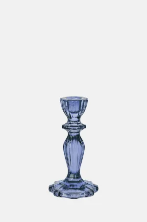 Navy Glass Candlestick