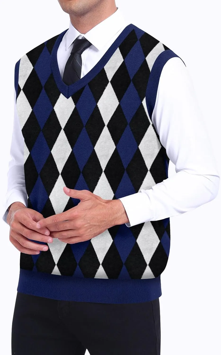Netsmile Mens Sleeveless Sweater V Neck Lightweight Vest Slim Fit Casual Pullover Sweater