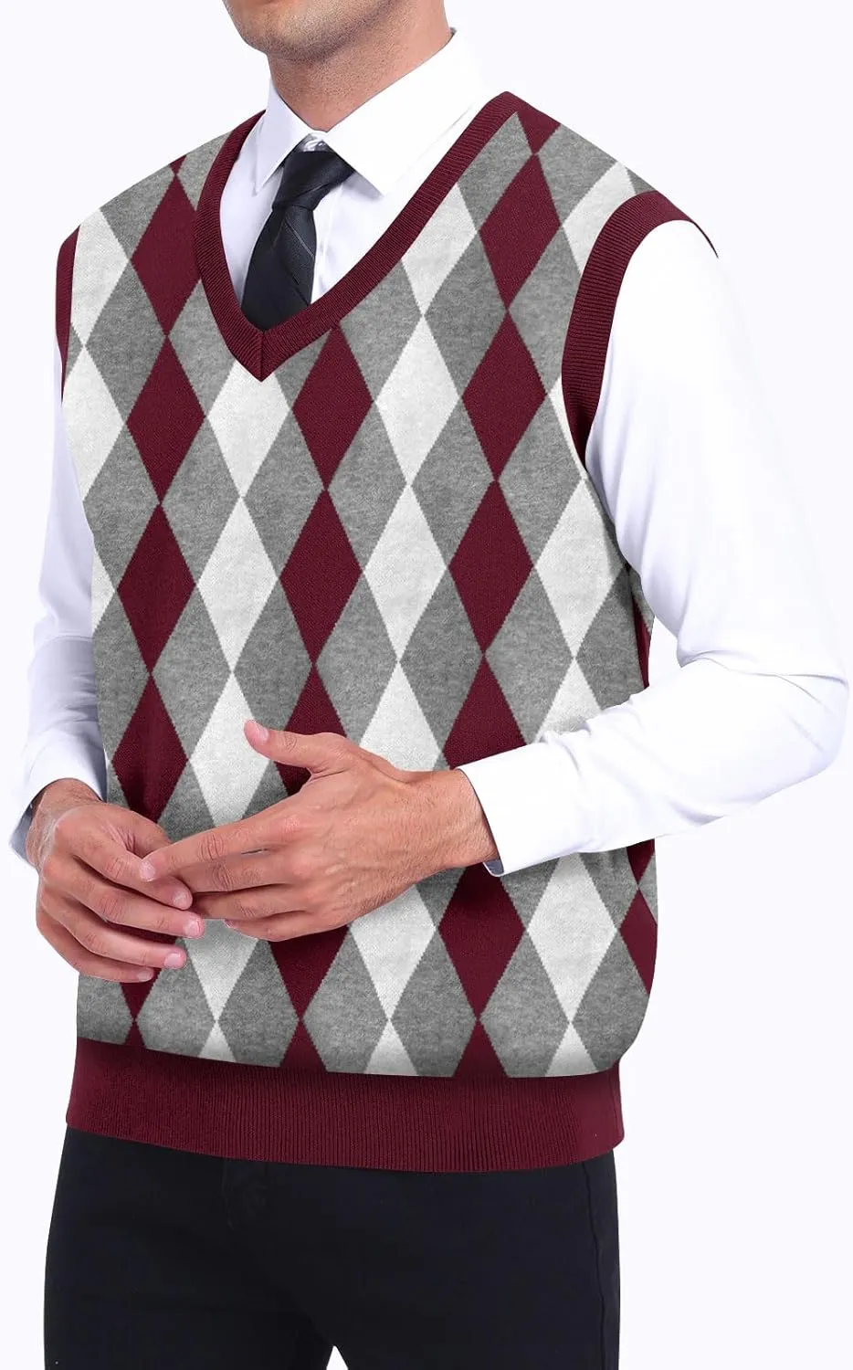 Netsmile Mens Sleeveless Sweater V Neck Lightweight Vest Slim Fit Casual Pullover Sweater