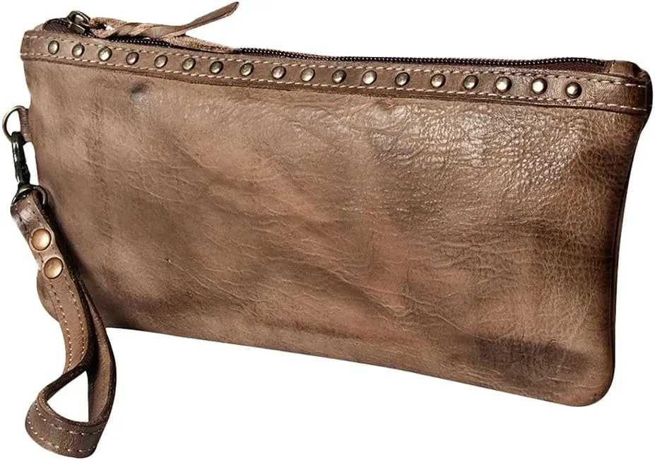 Nmbg101B Wristlet Vintage Handmade Genuine Cowhide Leather Women Bag Western Handbag Purse