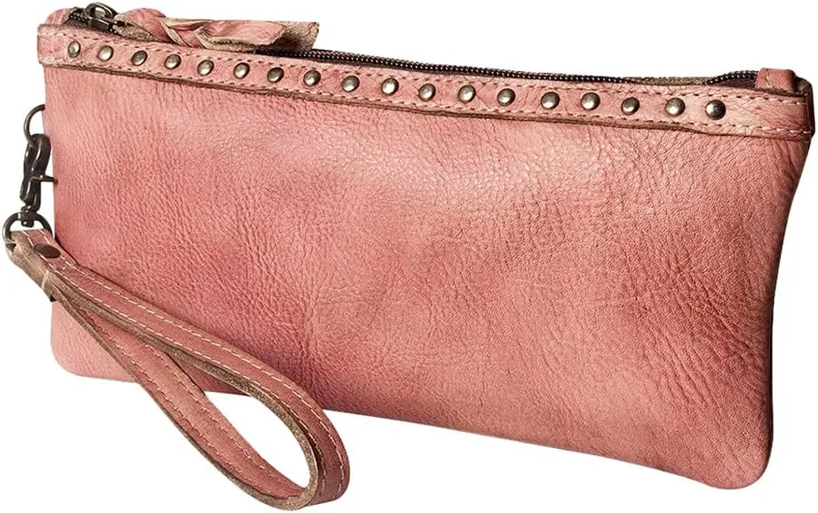 Nmbg101C Wristlet Vintage Handmade Genuine Cowhide Leather Women Bag Western Handbag Purse
