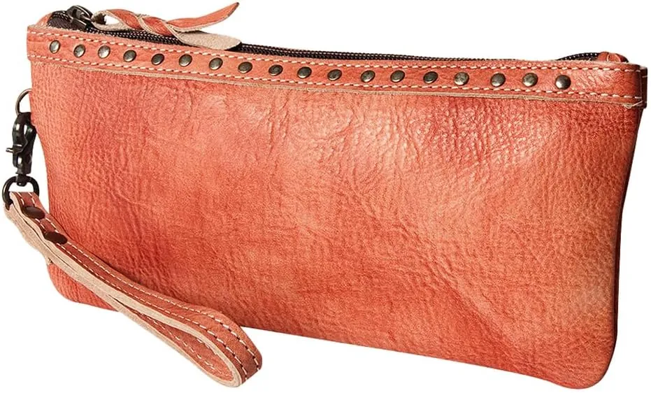 Nmbg101I Wristlet Vintage Handmade Genuine Cowhide Leather Women Bag Western Handbag Purse