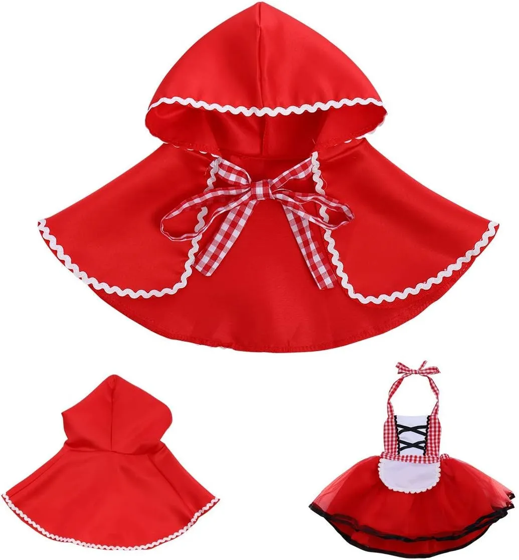 OBEEII Little Red Riding Hood Halloween Costume Newborn Toddler Girl Tutu Dress Cloak Fairy Tale Fancy Dress Up Party