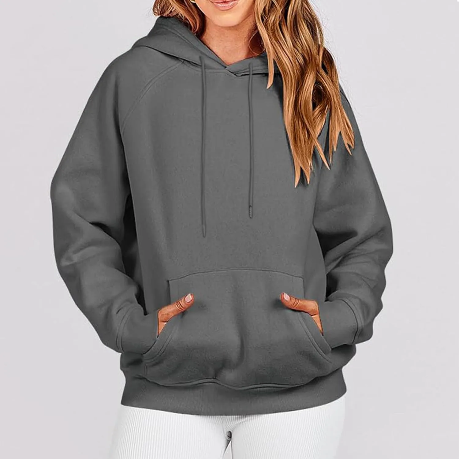 oiangi Womens Oversized Hoodies Fleece Sweatshirts Fall Fashion Long Sleeve Drawstring Pullover Comfy Casual Sweater Pockets