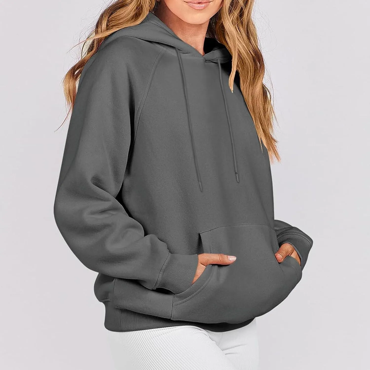 oiangi Womens Oversized Hoodies Fleece Sweatshirts Fall Fashion Long Sleeve Drawstring Pullover Comfy Casual Sweater Pockets